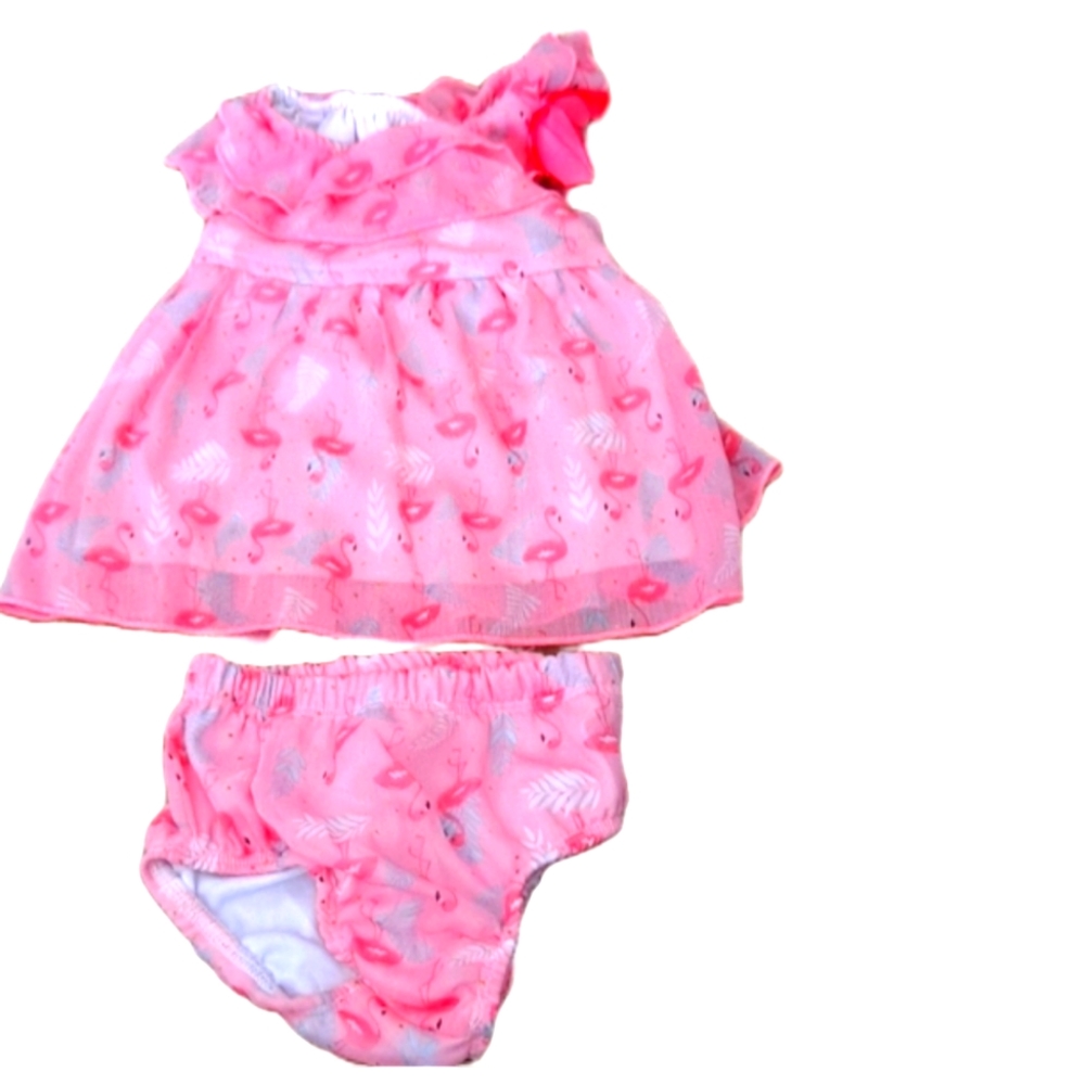 Cute flamingo top and bottom-slightly worn